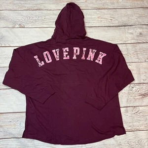 Victoria’s Secret PINK VARSITY PULLOVER HOODIE TEE Glitter Size XL - Picture 1 of 4