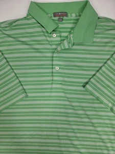 Peter Millar Men's Large L Summer Comfort Polo Golf Shirt Striped Green White - Picture 1 of 4