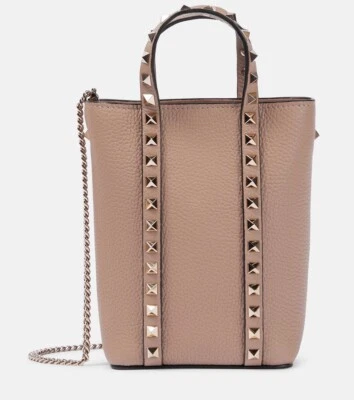Valentino Garavani Women's Rockstud Pink Grainy Leather Small Tote Bag - Image 1 of 4