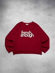 Sezane French Enough Sweatshirt Red/Ercu Organic Cotton La Maille Size L - Picture 1 of 13
