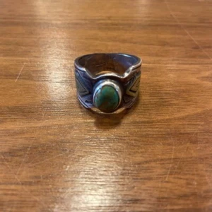 AL SOMERS Navajo Turquoise Silver Ring Silver 925 Gold Ring - Picture 1 of 8