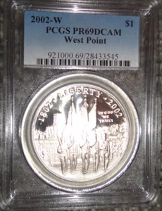 2002-W West Point Bicentennial Silver Dollar PCGS MS 69 - Picture 1 of 2
