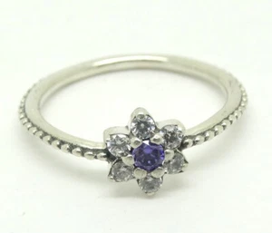  Schöner PANDORA 925 Sterling Silber Amethyst & Topas Floral CZ Ring - Bild 1 von 3