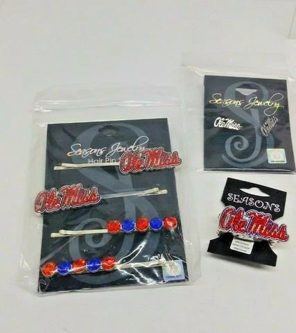 SEASONS COLLEGIATE JEWELRY OLE MISS HAIR PINS RING AND EARRINGS Cover