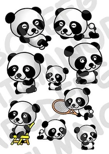 9 ADESIVI AUTO MOTO TUNING PANDA CARINO CUTE ANIMALI CAR STICKERS IMPERMEABILI - Imagen 1 de 1