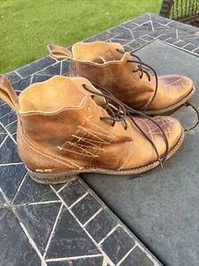 RARE BED-STU Combat Brown 7-8 Leather Distressed EUC Boots 38 Made in Mexico - Picture 1 of 9