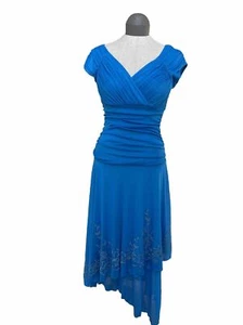 Jody California VTG Draped Stretch Dress Dance Prom Layered Beaded Chiffon 5/6 - Picture 1 of 14