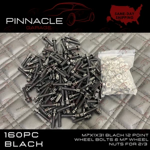 160 WHEEL ASSEMBLY BOLTS & NUTS FOR 2 / 3 PIECE WHEELS RIM 31mm M7 Black - Picture 1 of 2