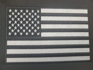 Amerikanische USA Flagge Bügelbild Patch schwarz & weiß 6 x 4 Version taktisch schwarz - Bild 1 von 1