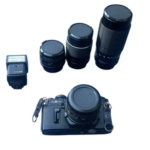Vintage Lot Sears KS-2 KS2 Super 35mm Film Cameras w/ Lenses & Flash - Picture 1 of 14