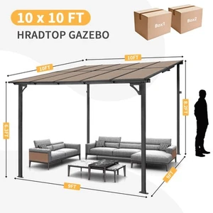 10x10 ft Wall Mounted Gazebos Pergola,Outdoor Lean to Gazebo Awnings - Picture 1 of 8