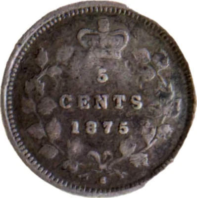 Canada 1875H, 5 Cents, Large Date ~ VG - Image 1 of 4