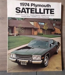 Folleto de coche de concesionario Plymouth 1974 Satellite Road Runner publicidad vintage - Imagen 1 de 5