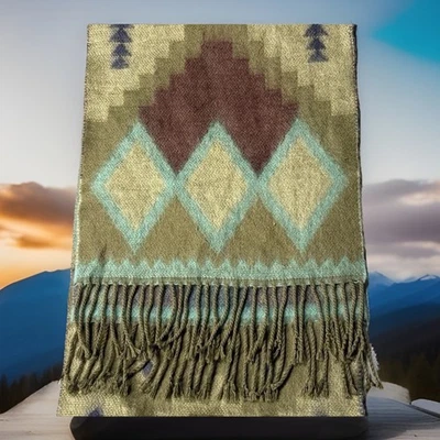 Elan Blanc Women's Scarf Green Aztec Print - Image 1 of 3