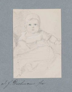 J. DIELMANN (1809-1885), Kinderbildnis, Künstlergesellschaft,  1888, Bleistift - Bild 1 von 8