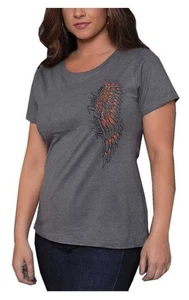 Harley-Davidson Women's Embellished Iridescent Short Sleeve T-Shirt Biker Sz L - Picture 1 of 5