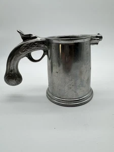 Vintage Bierkrug Krug Stein Zinn Pistole Gewehrgriff 16 Unzen einzigartig Bar Trinkgeschirr - Bild 1 von 8