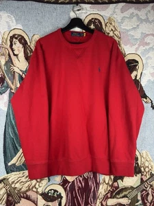 Polo Ralph Lauren Sudadera Para Hombres XXL Rojo Cuello Redondo Suéter Manga Larga - Imagen 1 de 9