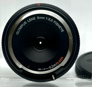 Olympus Fisheye obiettivo 9 mm f/8 BCL-0980 tappo corpo [come nuovo] nero micro 4/3 grandangolare - Foto 1 di 10