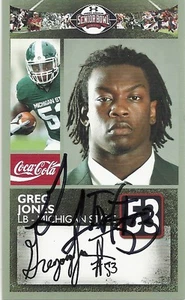 GREG JONES MICHIGAN STATE SIGNED SENIOR BOWL CARD - Picture 1 of 1
