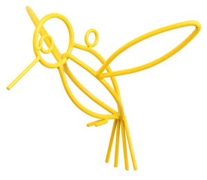 YELLOW HUMMINGBIRD Wrought Iron Garden Hanger Amish Handmade Lawn Wall Decor USA - Picture 1 of 2