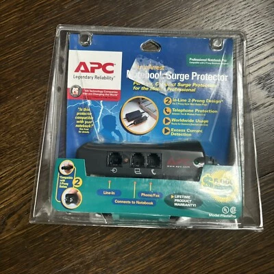 APC Notebook Laptop Power Surge Protector PNOTE PRO Mobile 3-Prong Phone Line - Image 1 of 2