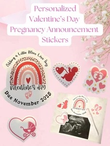 Personalized | Valentine’s Day | Pregnancy Announcement Stickers | Rainbow baby - Picture 1 of 3
