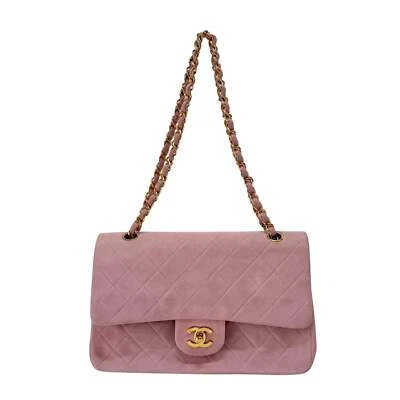 CHANEL Timeless Classic Double Flap Pink Suede Chain Shoulder Bag - Image 1 of 4