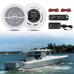 Herdio 2X6.5"Bluetooth Boat Speakers Marine Waterproof Stereo SteamRoom Bathroom - Picture 1 of 12