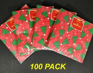 100 x Christmas Serviettes Paper Napkins Red & Green Design 33 x 33cm - Picture 1 of 3