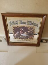 1990 Pabst Blue Ribbon PBR Beer Mirror Sign Wood Ducks Wildlife Collection