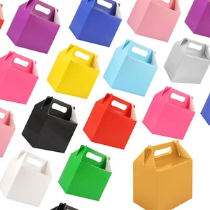 6 Coloured Party Boxes - Choose From 13 Colours - Food Lunch Cardboard Childrens - Picture 1 of 13