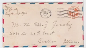TurtlesTradingPost- Long Beach, CA 1937- Airmail Stationary Envelope - Picture 1 of 1