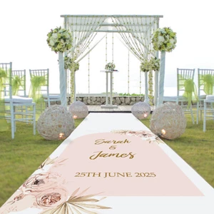 Corridoio Corridore Matrimonio Rosa Boho Design Personalizzato Corridoio Corridore Matrimonio - Foto 1 di 7