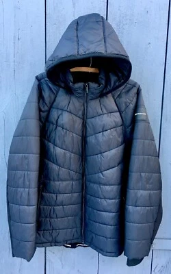Casaco feminino CALVIN KLEIN (1X) plus preto com capuz acolchoado jaqueta Parka inverno - Imagem 1 de 4