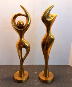 Rosenthal Netter polierte Bronze Skulpturen Paar MCM - Bild 1 von 14