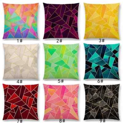 White Purple Black Blue Pink Colorful Abstract Geometric Triangles Cushion Cover - Image 1 of 4