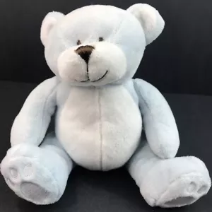 Koala Baby BLUE TEDDY BEAR Lovey Sits 6" Plush 8" Soft Toy White Tummy P4 - Picture 1 of 6