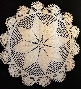 13" Round - Off White (Cream) Cotton Crochet Doily - Picture 1 of 2