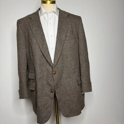 DAKS Men's 48L Blazer Brown Check Sport Coat Jacket Tweed Vintage - Image 1 of 4