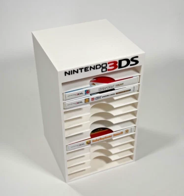 3D Printed 3DS Game Storage Display Case (Holds 12 Games in Cases) White w/ Logo - Image 1 of 4