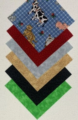 LOT OF 75 KIDS  5" ANIMAL PARADE CHARMS SQUARES QUILT BUNDLE 100% COTTON - Image 1 of 2