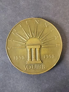 Squibb 1958 Science Medical Latin Bronze Medaillon Münze 3" - Bild 1 von 9