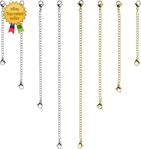 16 Pcs Necklace Extender Gold and Silver Plated Bracelet Extender Extender Chain - Picture 1 of 12