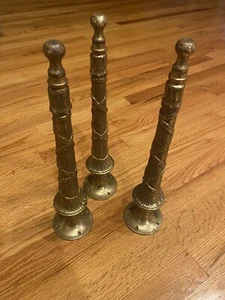 VINTAGE SET OF 3 ORNATE BRASS FURNITURE TABLE LEGS CANDLESTICK - 3 POUNDS EACH!! - Picture 1 of 9