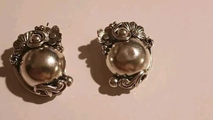 PERUZZI FLORENCE 800 SILVER CLIP-on EARRINGS ITALY Vintage - Picture 1 of 6