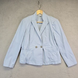 CAbi Blazer Womens 6 Blue Double Breasted Chambray Business Preppy Academia 725 - Picture 1 of 19