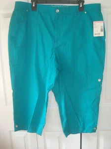Ladies Cropped Pants Size 18 Turquoise L. Scott NWT - Picture 1 of 2