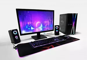 Gaming PC Bundle 24" Quad i5 16 GB Ram 480 GB SSD+ 1TB HDD RTX 3050 Windows 10 - Picture 1 of 8