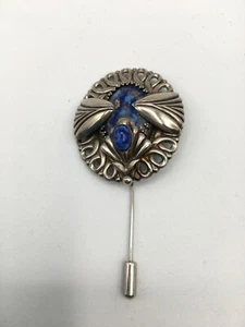 GROSSE VINTAGE VIKTORIANISCHE LAPIS SILBERFARBENE HUTNADEL - Bild 1 von 5